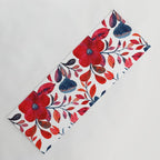 Red and Blue, Watercolor Painting of Flowers, Digital Art Yoga Mat Gallery Image 1