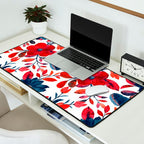 Red and Blue, Watercolor Painting of Flowers, Digital Art Desk Mat Gallery Image 2