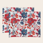 Red and Blue, Watercolor Painting of Flowers, Digital Art Placemat Gallery Image 1