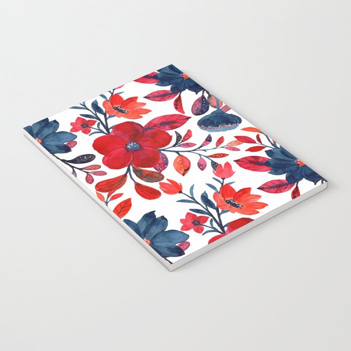Red and Blue, Watercolor Painting of Flowers, Digital Art Notebook Gallery Image 3