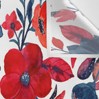 Red and Blue, Watercolor Painting of Flowers, Digital Art Wall Tapestry Gallery Image 3