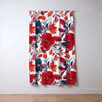 Red and Blue, Watercolor Painting of Flowers, Digital Art Window Curtain Gallery Image 3