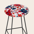 Red and Blue, Watercolor Painting of Flowers, Digital Art Stool Gallery Image 2