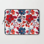 Red and Blue, Watercolor Painting of Flowers, Digital Art Laptop Sleeve Gallery Image 1