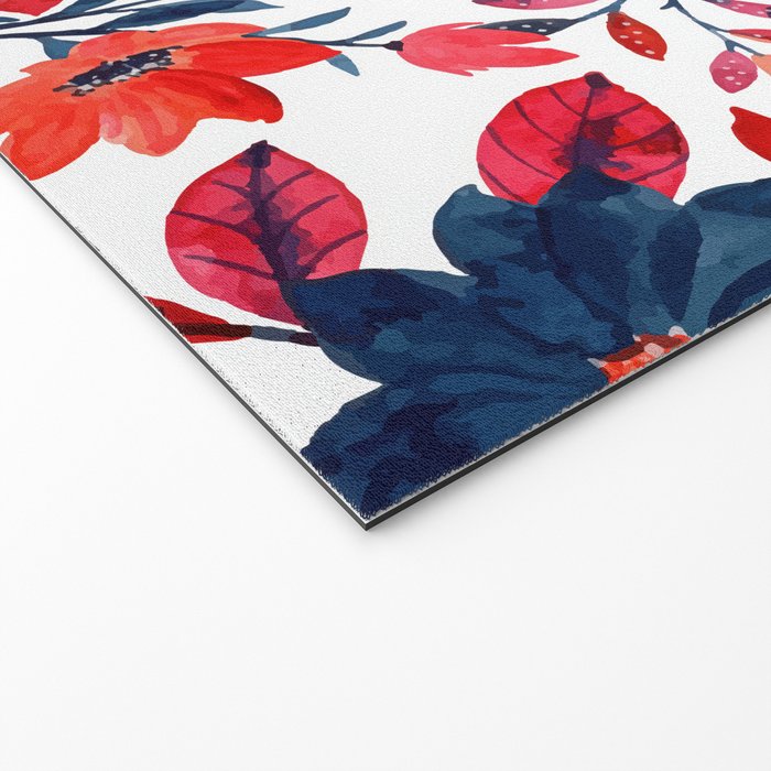 Red and Blue, Watercolor Painting of Flowers, Digital Art Welcome Mat Gallery Image 2