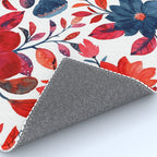 Red and Blue, Watercolor Painting of Flowers, Digital Art Rug Gallery Image 4