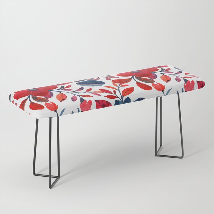 Red and Blue, Watercolor Painting of Flowers, Digital Art Bench Gallery Image 1