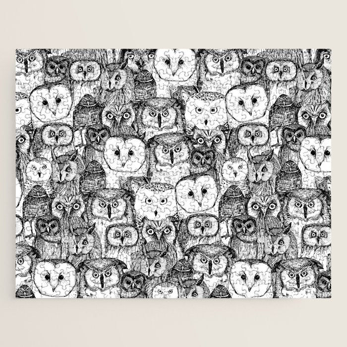 just owls black white Jigsaw Puzzle Gallery Image 1