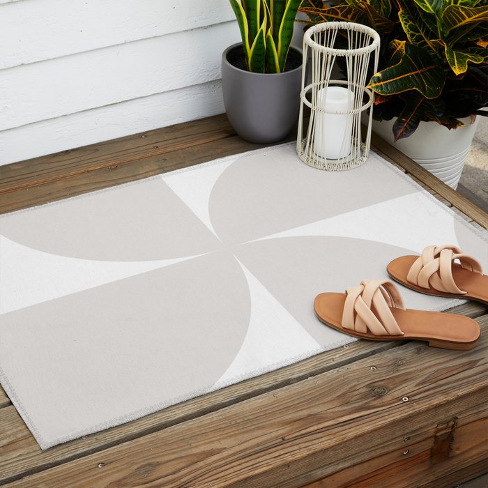 Bauhaus Mid Century Modern Geometric IV Grey Outdoor Rug Gallery Image 2