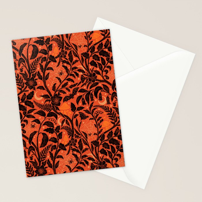Mysterious Garden - black and orange Stationery Card Gallery Image 2