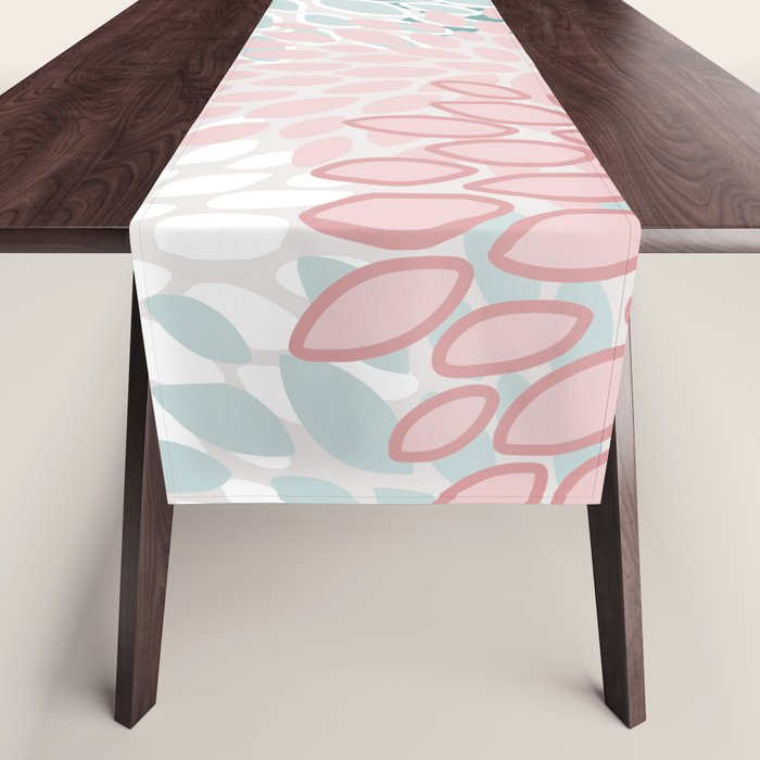 Floral Bloom, Teal, Green, Pink and White Table Runner Gallery Image 1