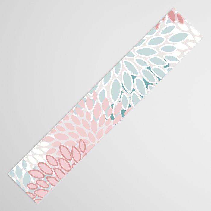 Floral Bloom, Teal, Green, Pink and White Table Runner Gallery Image 3