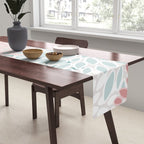 Floral Bloom, Teal, Green, Pink and White Table Runner Gallery Image 2