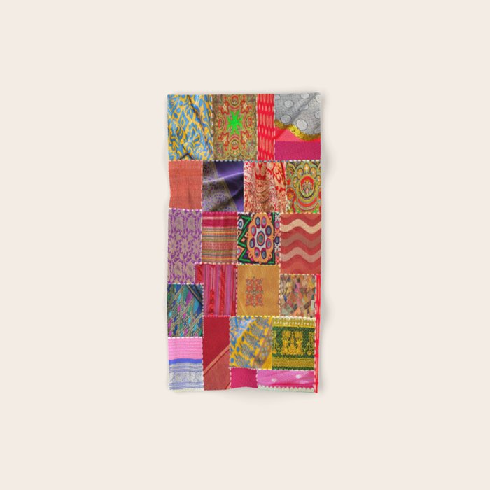 Boho Sari Patchwork Quilt Bath Towel Gallery Image 1