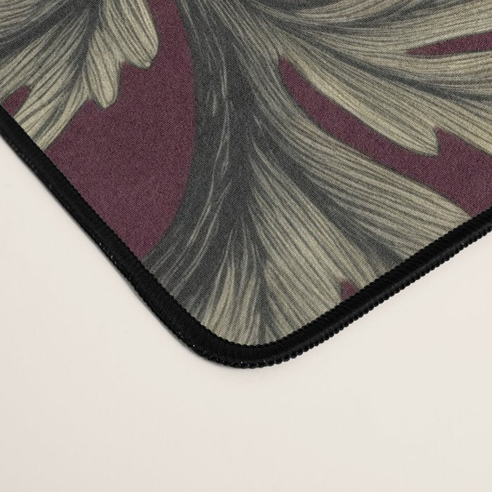 William Morris Style Forest Tales Cabincore Pattern Burgundy Red Desk Mat Gallery Image 4