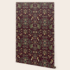 William Morris Style Forest Tales Cabincore Pattern Burgundy Red Wallpaper Gallery Image 2