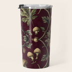 William Morris Style Forest Tales Cabincore Pattern Burgundy Red Travel Mug Gallery Image 3