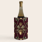 William Morris Style Forest Tales Cabincore Pattern Burgundy Red Wine Chiller Gallery Image 1
