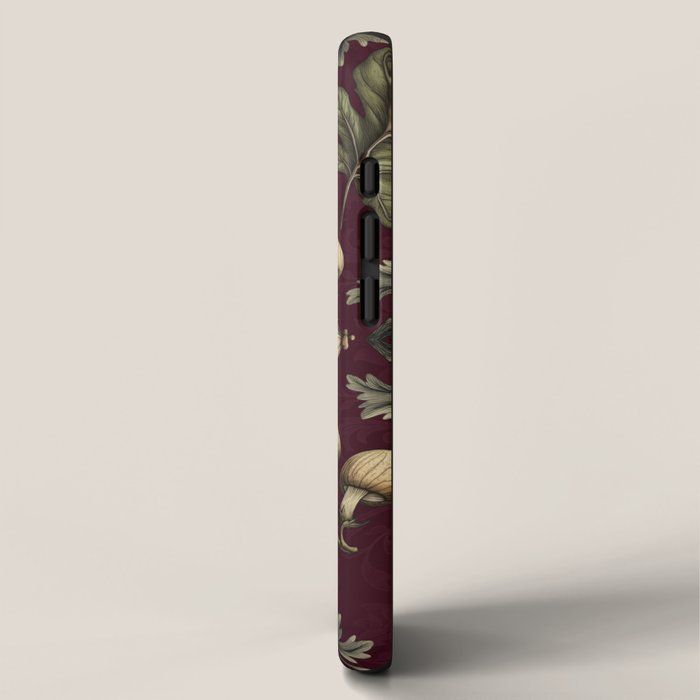 William Morris Style Forest Tales Cabincore Pattern Burgundy Red iPhone Case Gallery Image 2