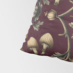 William Morris Style Forest Tales Cabincore Pattern Burgundy Red Pillow Sham Gallery Image 4