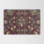 William Morris Style Forest Tales Cabincore Pattern Burgundy Red Rug Gallery Image 2