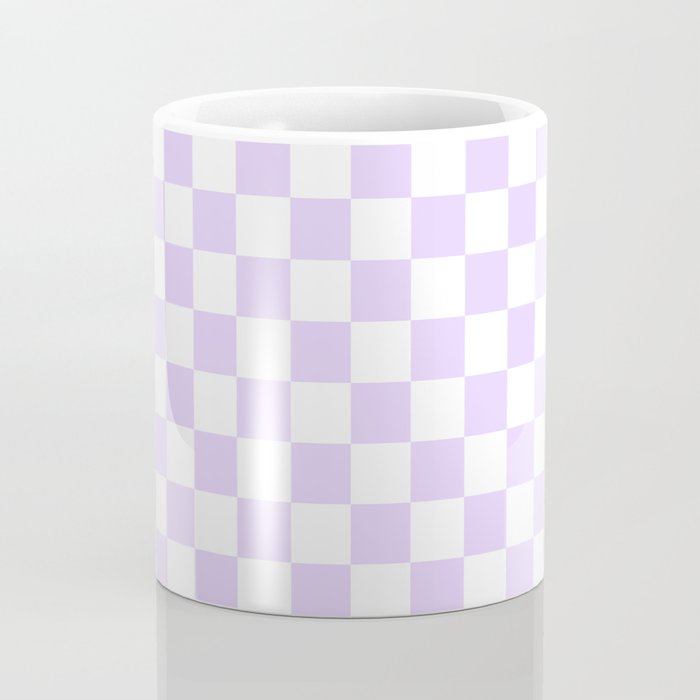 Large Chalky Pale Lilac Pastel Color and White Checkerboard Coffee Mug Gallery Image 4