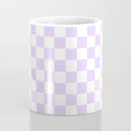 Large Chalky Pale Lilac Pastel Color and White Checkerboard Coffee Mug Gallery Image 4