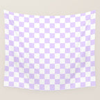 Large Chalky Pale Lilac Pastel Color and White Checkerboard Wall Tapestry Gallery Image 4