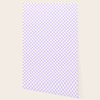 Large Chalky Pale Lilac Pastel Color and White Checkerboard Wallpaper Gallery Image 2