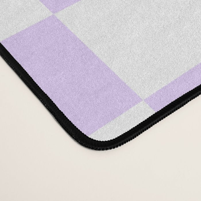 Large Chalky Pale Lilac Pastel Color and White Checkerboard Desk Mat Gallery Image 4