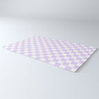 Large Chalky Pale Lilac Pastel Color and White Checkerboard Rug Gallery Image 3
