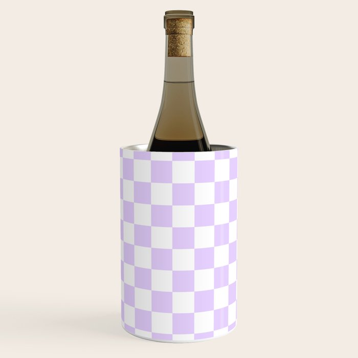 Large Chalky Pale Lilac Pastel Color and White Checkerboard Wine Chiller Gallery Image 2