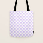 Large Chalky Pale Lilac Pastel Color and White Checkerboard Tote Bag Gallery Image 1