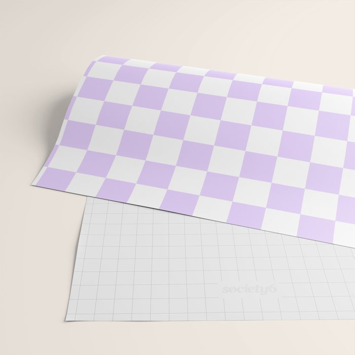 Large Chalky Pale Lilac Pastel Color and White Checkerboard Wrapping Paper Gallery Image 2