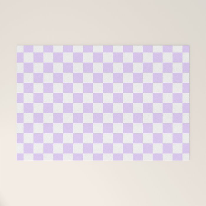 Large Chalky Pale Lilac Pastel Color and White Checkerboard Welcome Mat Gallery Image 1