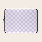 Large Chalky Pale Lilac Pastel Color and White Checkerboard Laptop Sleeve Gallery Image 1