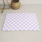Large Chalky Pale Lilac Pastel Color and White Checkerboard Rug Gallery Image 1