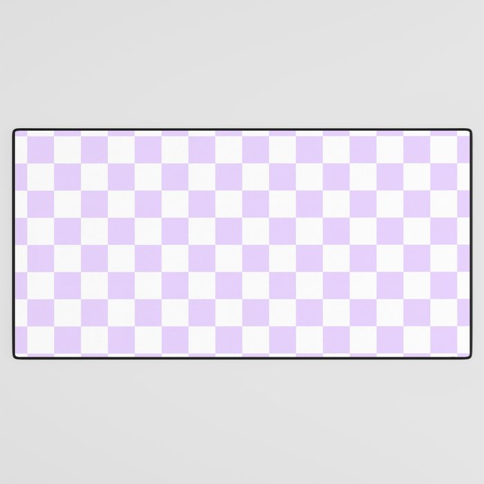 Large Chalky Pale Lilac Pastel Color and White Checkerboard Desk Mat Gallery Image 3