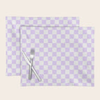 Large Chalky Pale Lilac Pastel Color and White Checkerboard Placemat Gallery Image 1