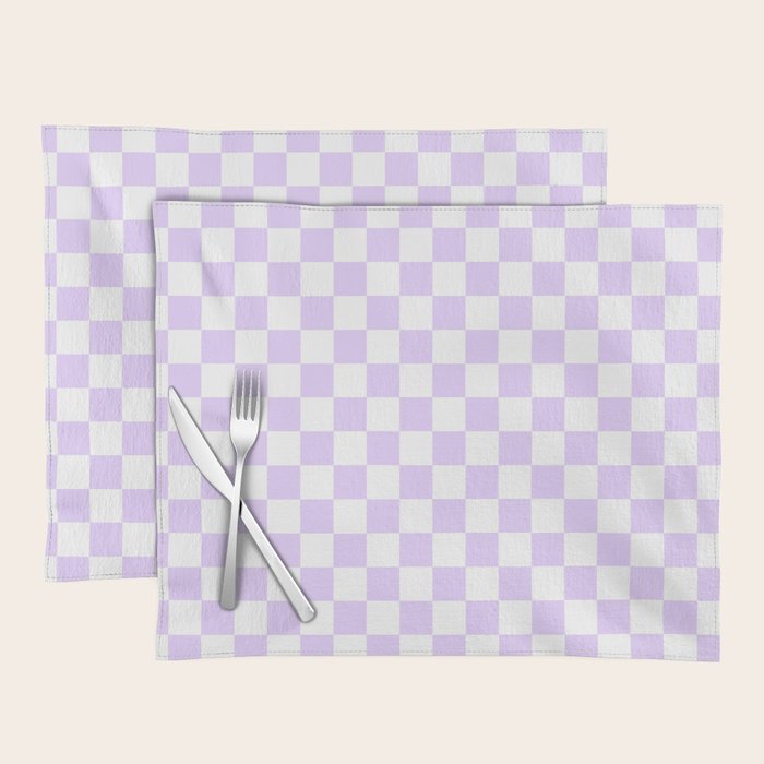Large Chalky Pale Lilac Pastel Color and White Checkerboard Placemat Gallery Image 1