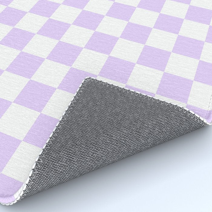 Large Chalky Pale Lilac Pastel Color and White Checkerboard Rug Gallery Image 4