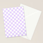 Large Chalky Pale Lilac Pastel Color and White Checkerboard Stationery Card Gallery Image 2