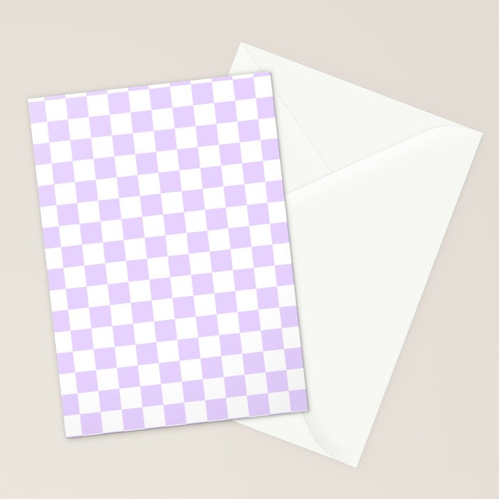 Large Chalky Pale Lilac Pastel Color and White Checkerboard Stationery Card Gallery Image 2