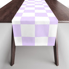 Large Chalky Pale Lilac Pastel Color and White Checkerboard Table Runner Gallery Image 1