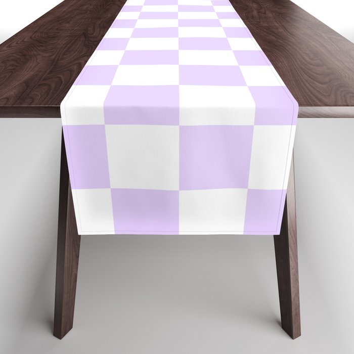 Large Chalky Pale Lilac Pastel Color and White Checkerboard Table Runner Gallery Image 1