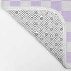 Large Chalky Pale Lilac Pastel Color and White Checkerboard Bath Mat Gallery Image 2
