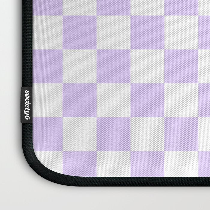 Large Chalky Pale Lilac Pastel Color and White Checkerboard Laptop Sleeve Gallery Image 3