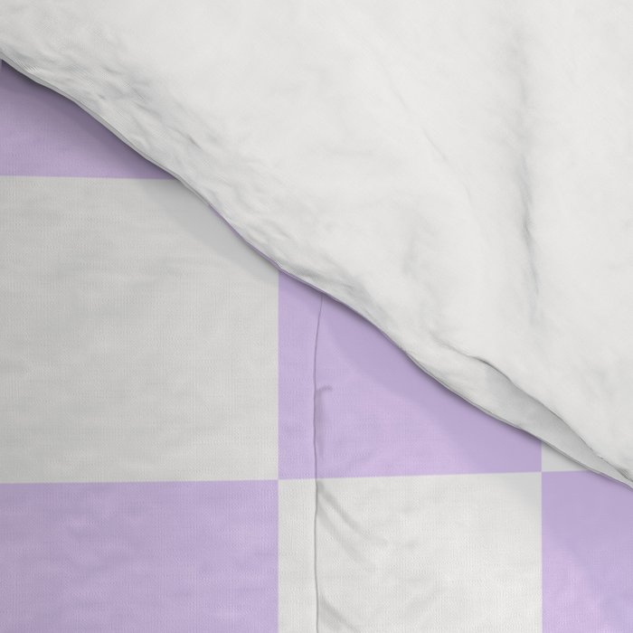Large Chalky Pale Lilac Pastel Color and White Checkerboard Comforter Gallery Image 4