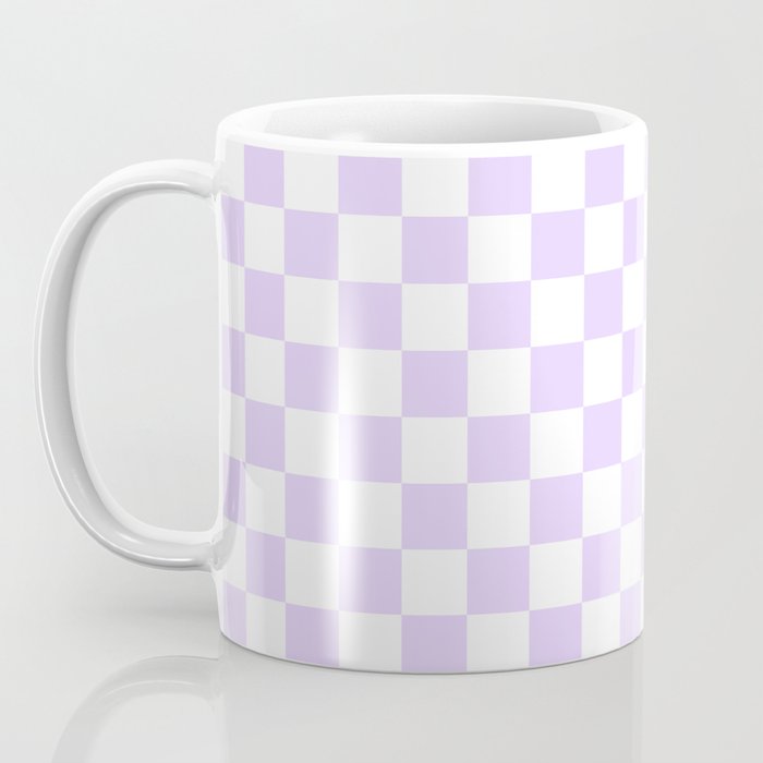 Large Chalky Pale Lilac Pastel Color and White Checkerboard Coffee Mug Gallery Image 3