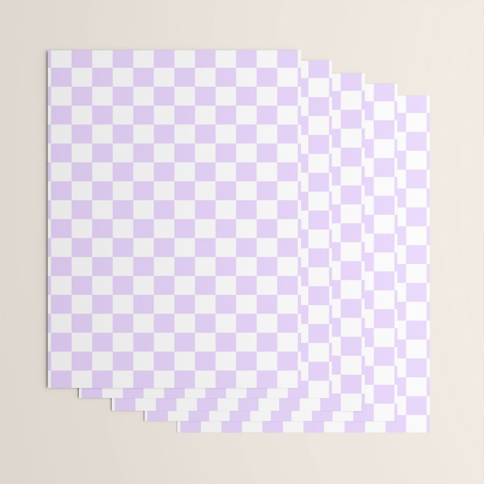 Large Chalky Pale Lilac Pastel Color and White Checkerboard Wrapping Paper Gallery Image 3